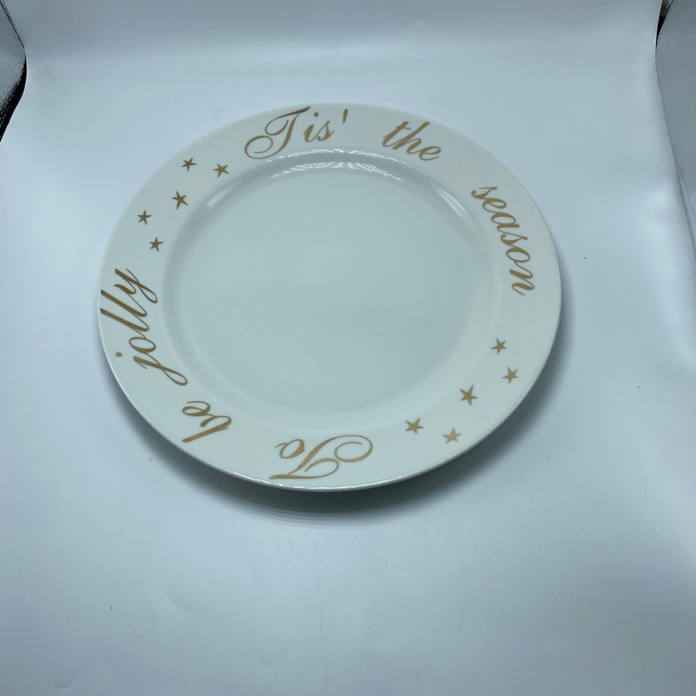 Elegant White and Gold Holiday Plate